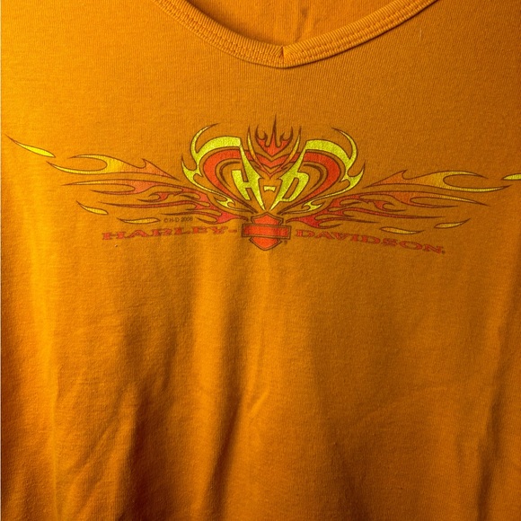 Y2K Harley Davidson Flaming Hearts LongSleeve - Picture 3 of 5
